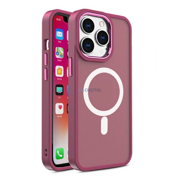 Husă magnetică de culoare mată pentru iPhone 15 Pro Max - Bordeaux