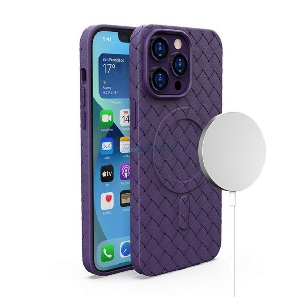 Plecione etui Woven Case pentru iPhone 13 - fioletowe