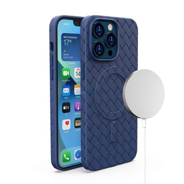 Husa Woven pentru iPhone 13 Pro Max - bleumarin