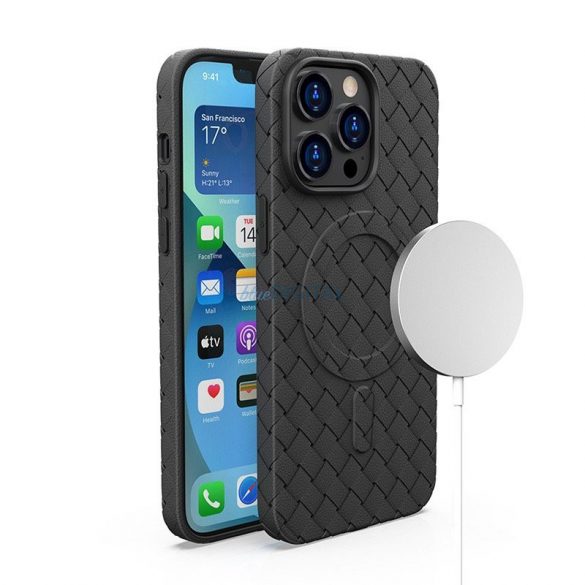 Husă țesută pentru iPhone 14 Pro - Neagră