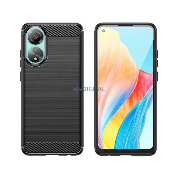 Husa din silicon Carbon Case pentru Oppo A78 4G - neagra