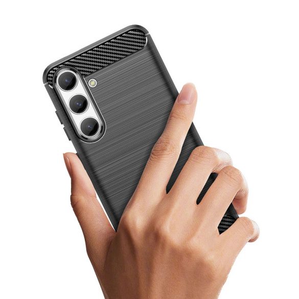 Etui Carbon Case pentru Samsung Galaxy S24 elastyczny silikonowy karbonowy pokrowec - czarny