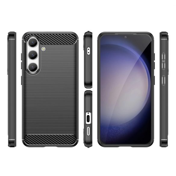 Etui Carbon Case pentru Samsung Galaxy S24 elastyczny silikonowy karbonowy pokrowec - czarny