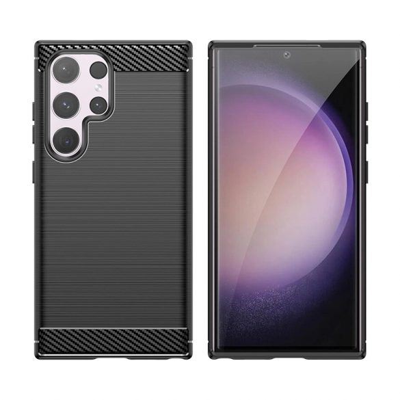 Etui Carbon Case pentru Samsung Galaxy S24 Ultra elastyczny silikonowy karbonowy pokrowec - czarny