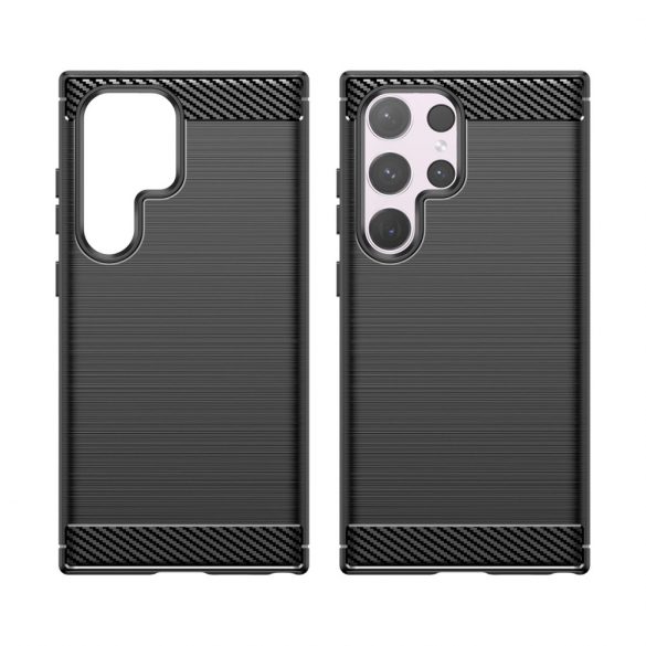 Etui Carbon Case pentru Samsung Galaxy S24 Ultra elastyczny silikonowy karbonowy pokrowec - czarny