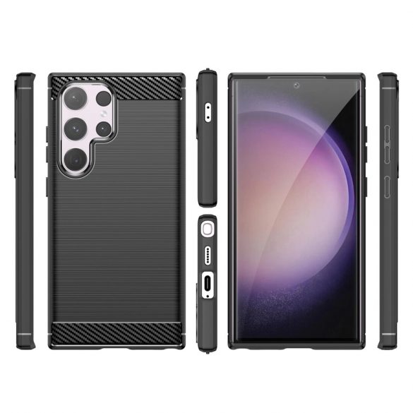 Etui Carbon Case pentru Samsung Galaxy S24 Ultra elastyczny silikonowy karbonowy pokrowec - czarny