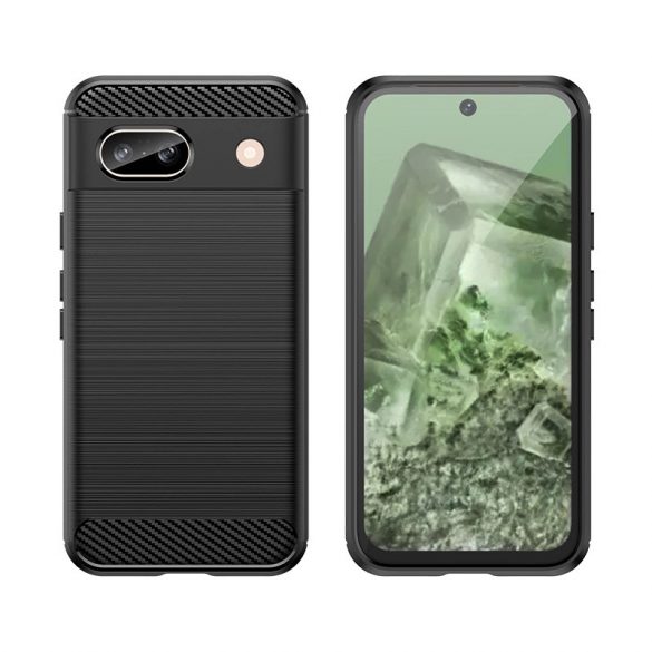 Etui Carbon Case pentru Google Pixel 8A elastyczny silikonowy karbonowy pokrowec - czarny