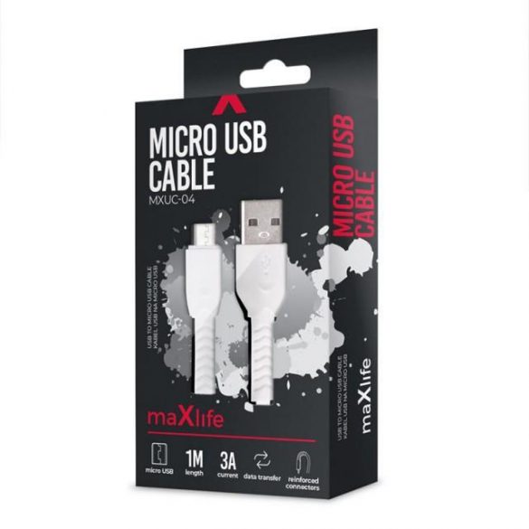 CABLU MICRO USB MAXLIFE MXUC-04 ALB 3A 1M