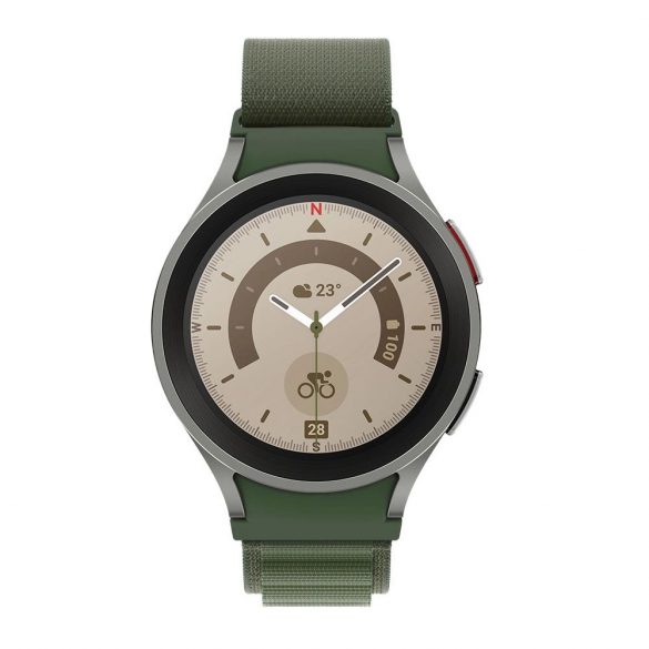 Curea Tech-Protect din nailon Pro pentru Samsung Galaxy Watch 4/5/5 Pro/6/7/FE - Verde închis