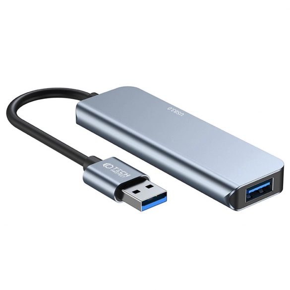 HUB Tech-Protect V0 5in1 USB-A - USB-A 3.0 / 3x USB-A 2.0 / USB-C - gri