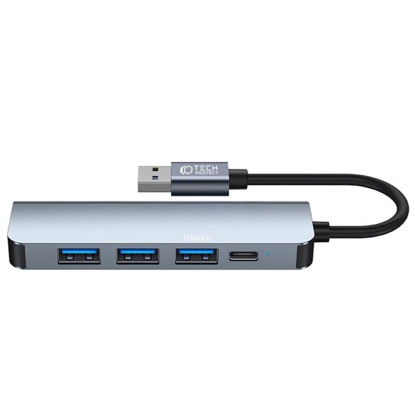 HUB Tech-Protect V0 5in1 USB-A - USB-A 3.0 / 3x USB-A 2.0 / USB-C - gri