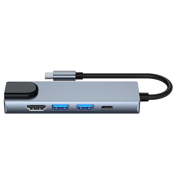 HUB Tech-Protect V3 5in1 USB-C - USB-A 3.0 / USB-A 2.0 / USB-C / HDMI / RJ45 - gri