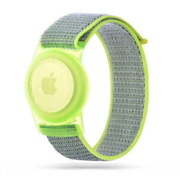 Curea Apple AirTag pentru copii din nailon Tech-Protect - Lime