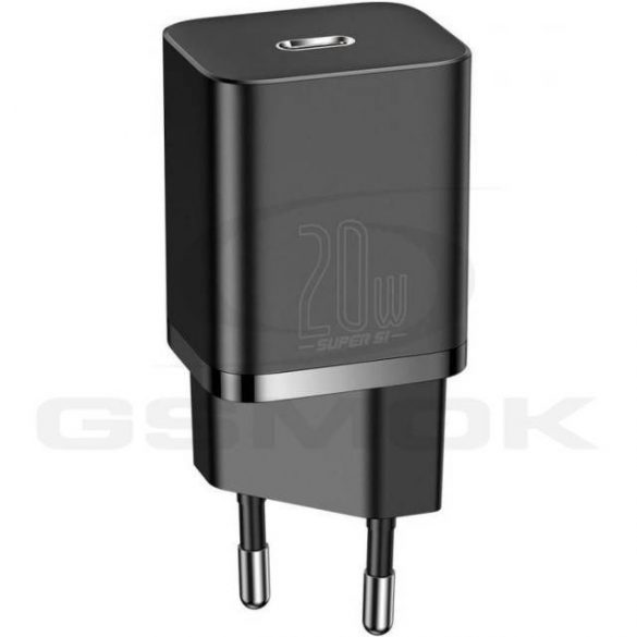 ÎNCĂRCĂTOR DE CĂLĂTORI BASEUS USB-C 20W QC PD + CABLU USB-C LIGHTNING 1M TZCCSUP-B01 NEGRU