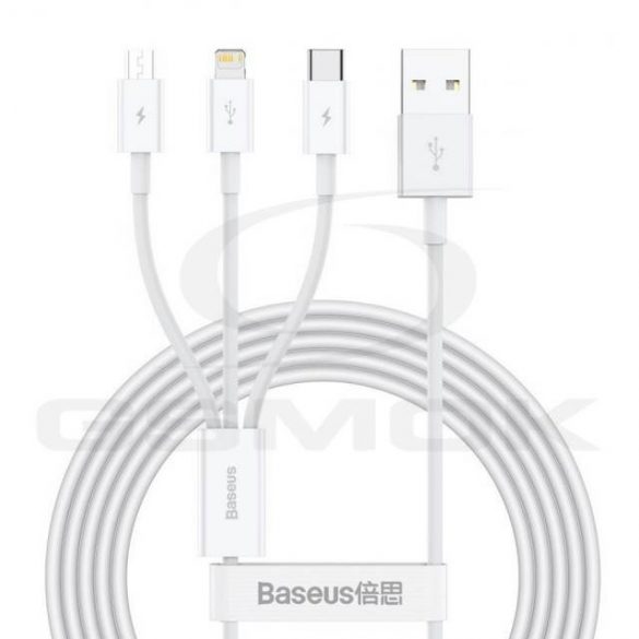 CABLU USB 3IN1 LIGHTNING + USB-C + MICRO USB 1.5M 3.5A BASEUS SUPERIOR CAMLTYS-02 ALB