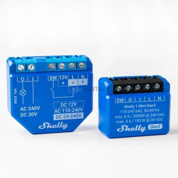 Releu inteligent WiFi Shelly 1 mini (a treia generație) cu un singur circuit, 8A