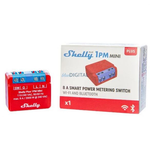 Mini releu inteligent WiFi cu un singur circuit Shelly PLUS 1PM