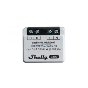 Releu inteligent WiFi cu un singur circuit Shelly PM Mini Gen3, 16A