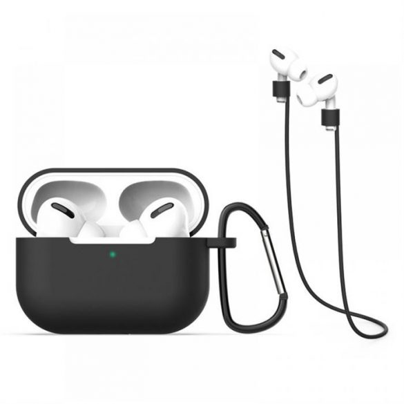 Airpods Pro 3in1 (husă, suport, cablu), negru