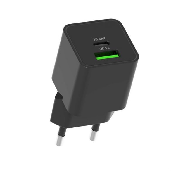 Adaptor încărcător de rețea PD 30W / QC3.0 18W, negru