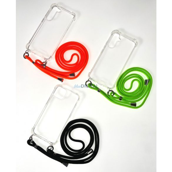 Sam A54 5G TPU + PC See-through husă, Neon Green cu lanyard