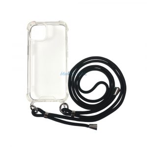 Husa transparenta TPU+PC pentru iPhone 14 Pro Max, cu cordon negru