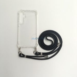 Husa Sam S24 TPU+PC transparenta, cu cordon negru