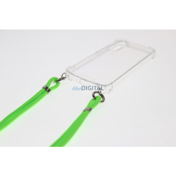 Husa Sam S24 Plus TPU+PC transparenta, cu cordon verde neon