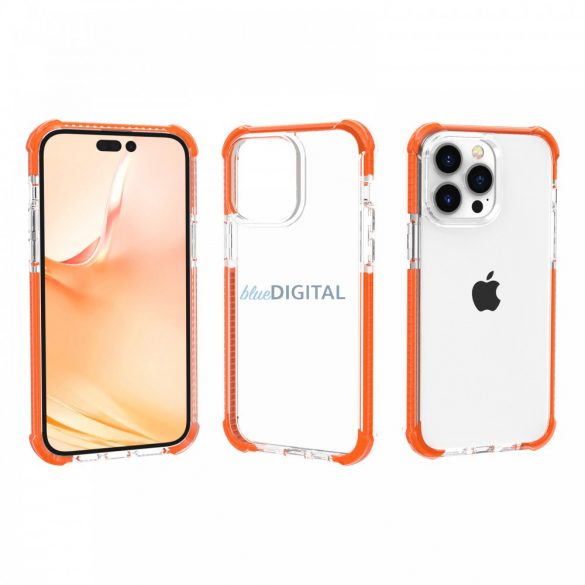 Husa din silicon rezistenta la socuri pentru iPhone 14 Pro, portocaliu