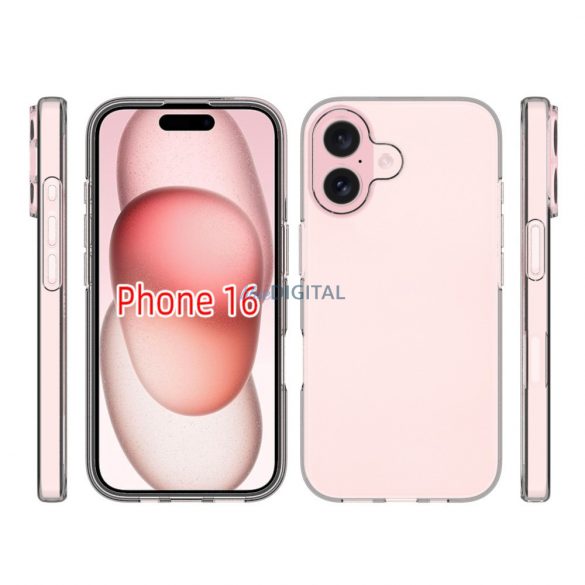 iPhone 16 subțire TPU silicon spate capac, transparent