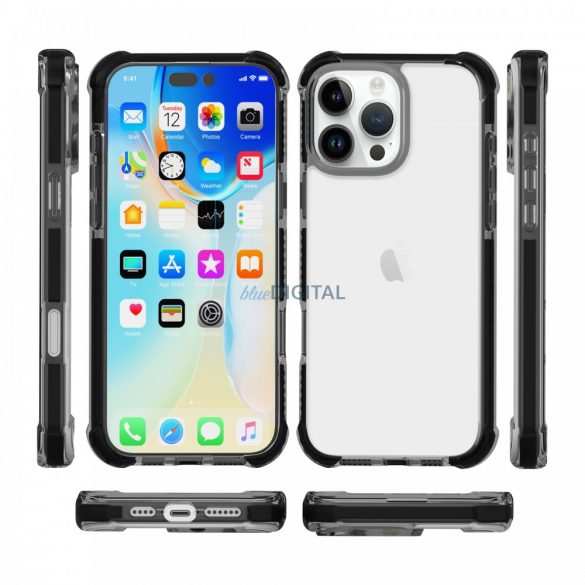 iPhone 16 Pro Max Shockproof silicon Back Cover, negru