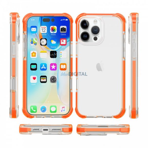 iPhone 16 Pro Max Shockproof silicon Back Cover, portocaliu