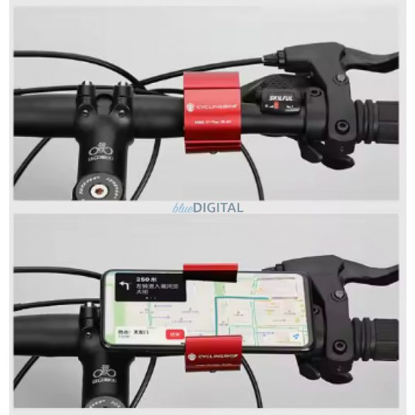 Suport de telefon din aluminiu rotativ la 360 de grade pentru bicicletă, negru