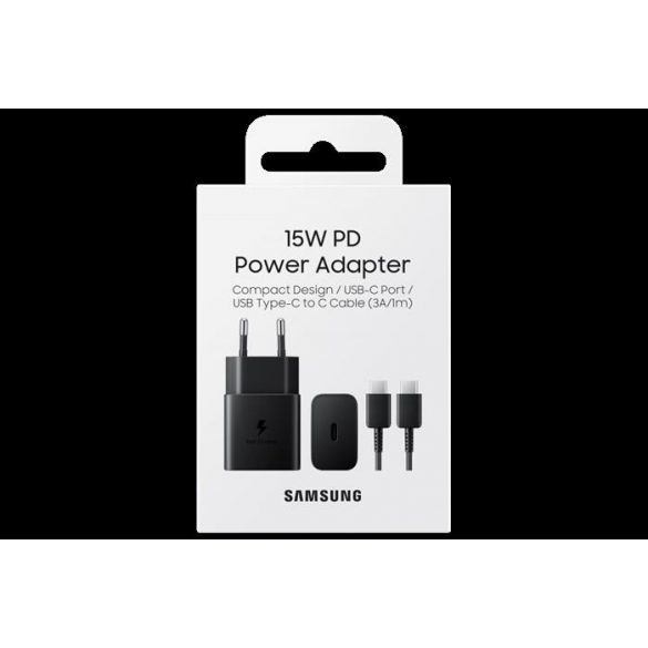 Adaptor de rețea Sam cu cablu, 15W PD USB-C, Negru