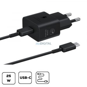 Adaptor de retea Samsung cu cablu, 25W, negru