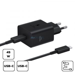 Adaptor de rețea Sam cu cablu, 45W PD USB-C, Negru