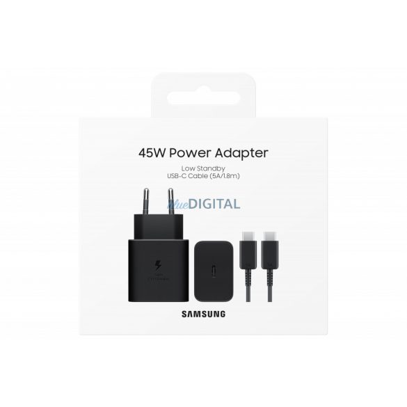 Adaptor de rețea Sam cu cablu, 45W PD USB-C, Negru