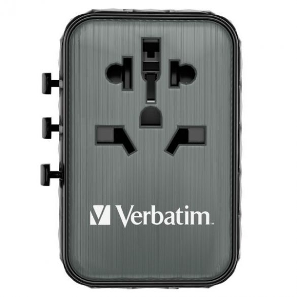 Verbatim Adaptor podróżny EU/UK/US GaN 2xUSB-A/2xUSB-C PD 65W UTA-05 czarny/negru 32120