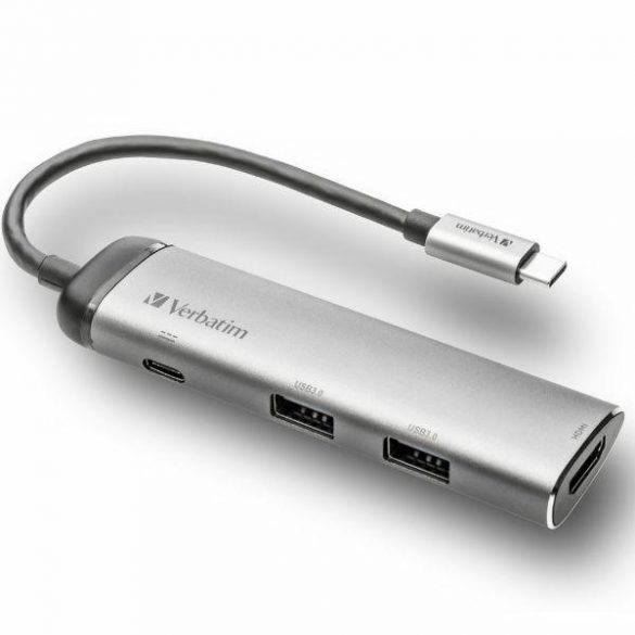 Adaptor Hub Verbatim USB-C - USB-C/ 2xUSB-A 3.0/HDMI aluminiu/aluminiu 49140