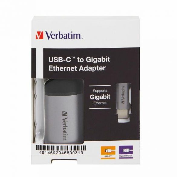 Adaptor Verbatim USB-C - Eternet aluminiu/aluminiu 49146