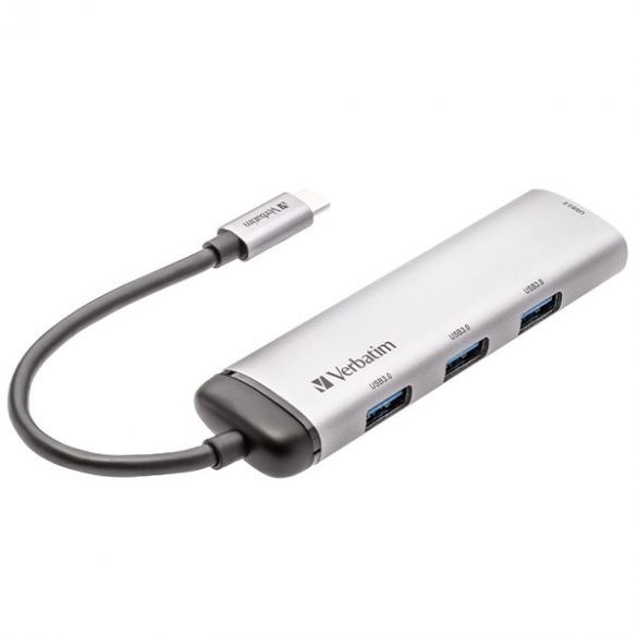 Verbatim Adaptor Hub USB-C - 4xUSB-A 3.2 aluminiu/aluminiu 49147