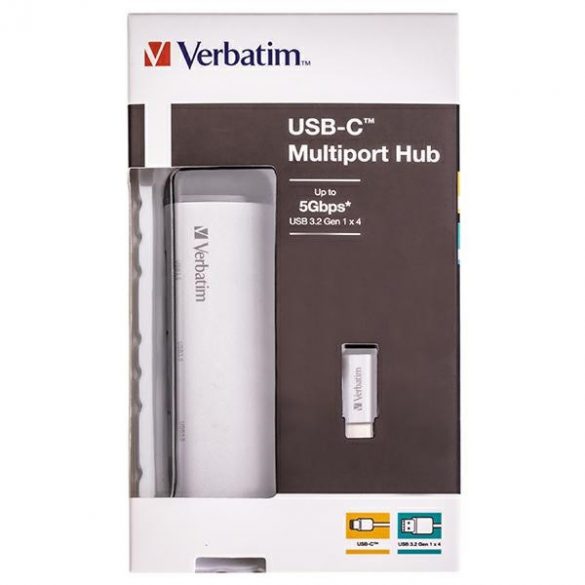 Verbatim Adaptor Hub USB-C - 4xUSB-A 3.2 aluminiu/aluminiu 49147