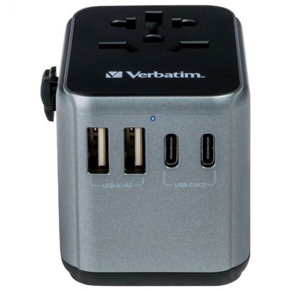 Verbatim Adaptor podróżny EU/UK/US 2xUSB-A/2xUSB-C PD 30W UTA-03 czarny/negru 49545