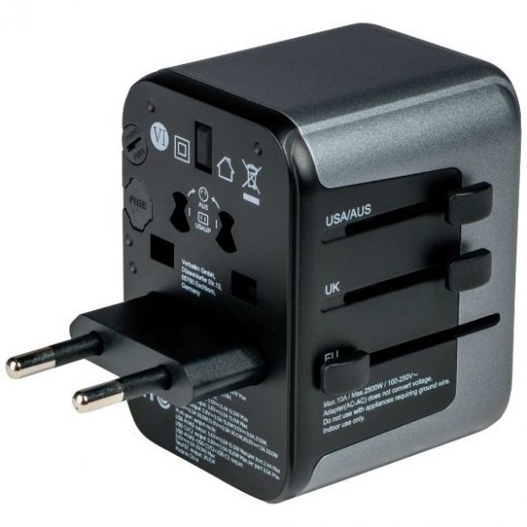 Verbatim Adaptor podróżny EU/UK/US 2xUSB-A/2xUSB-C PD 30W UTA-03 czarny/negru 49545