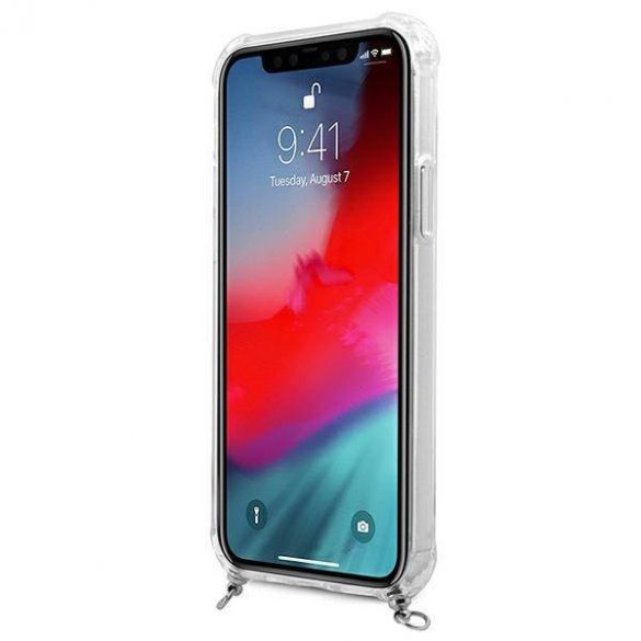 Guess GUHCP12MKC4GSSI iPhone 12/12 Pro 6,1" Husă transparentă cu lanț argintiu 4G