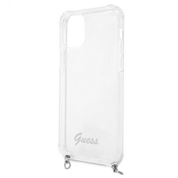 Guess GUHCP12MKC4GSSI iPhone 12/12 Pro 6,1" Husă transparentă cu lanț argintiu 4G