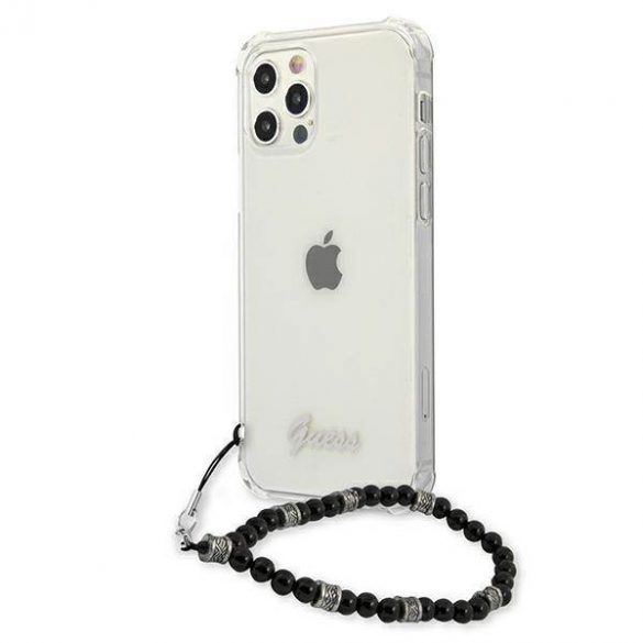 Guess GUHCP12MKPSBK Carcasă rigidă transparentă pentru iPhone 12/12 Pro 6,1" Black Pearl