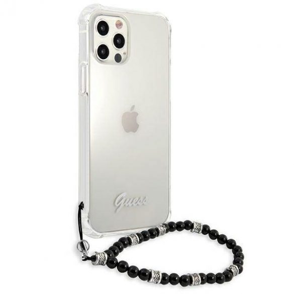 Guess GUHCP12MKPSBK Carcasă rigidă transparentă pentru iPhone 12/12 Pro 6,1" Black Pearl