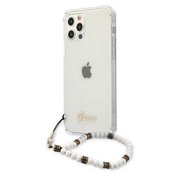 Guess GUHCP12MKPSWH Husă rigidă transparentă pentru iPhone 12/12 Pro 6,1" Husă White Pearl