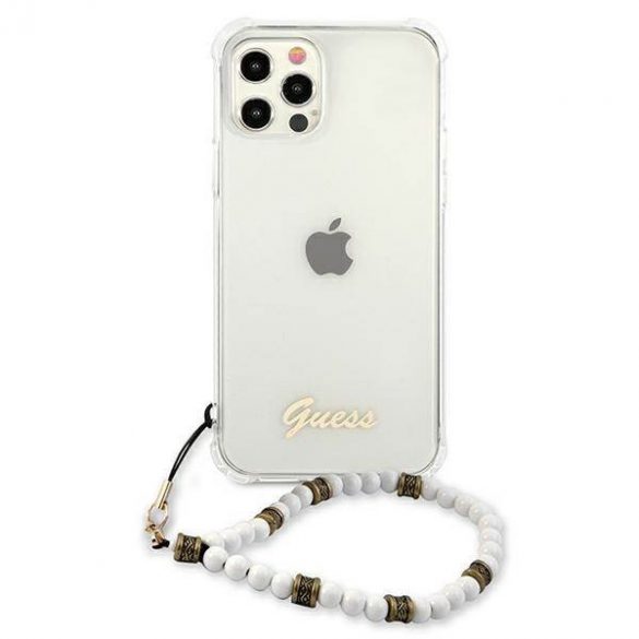 Guess GUHCP12MKPSWH Husă rigidă transparentă pentru iPhone 12/12 Pro 6,1" Husă White Pearl